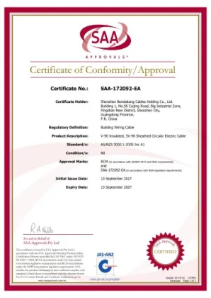 Australian Standard electrical cable wire with SAA