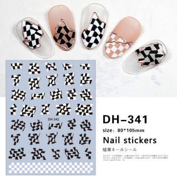 Grids Flatness Nail Art Stickers - OEM ODM Abstract Geometry Black White Plastic Decor