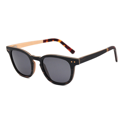 Round Polarised Wooden Sunglasses