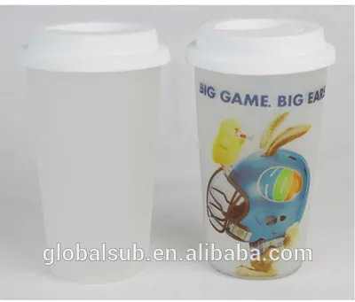 Gift items Double Wall Glass mug for sublimation with lid