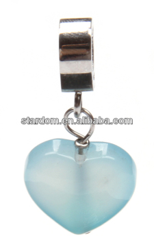 Stainless steel charm SP2-14mm agate heart shape free stainless steel cheap classic pendant