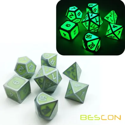 Super Glow in Dark Metal Polyhedral D&D Dice