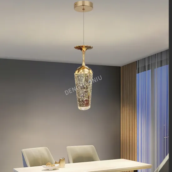 Modern Dimmable Crystal Chandelier Bulb Shape Pendant Light - Matt Brass Bedside Lamp