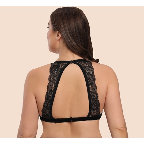 Brassière sexy amovible en dentelle florale rembourrée 3XL