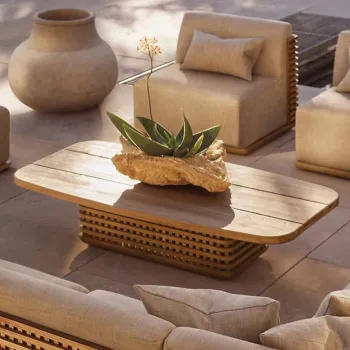 Modern Glass Coffee Tables with Teak Frame - Wholesale Furniture Design