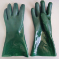 Green pvc coated safety rubber work hand glove