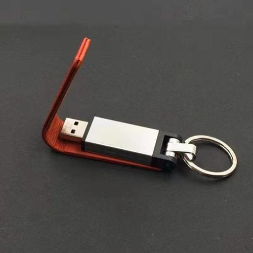 Leather Usb Flash Disk Customizable leather USB Flash Drive with keychain Factory