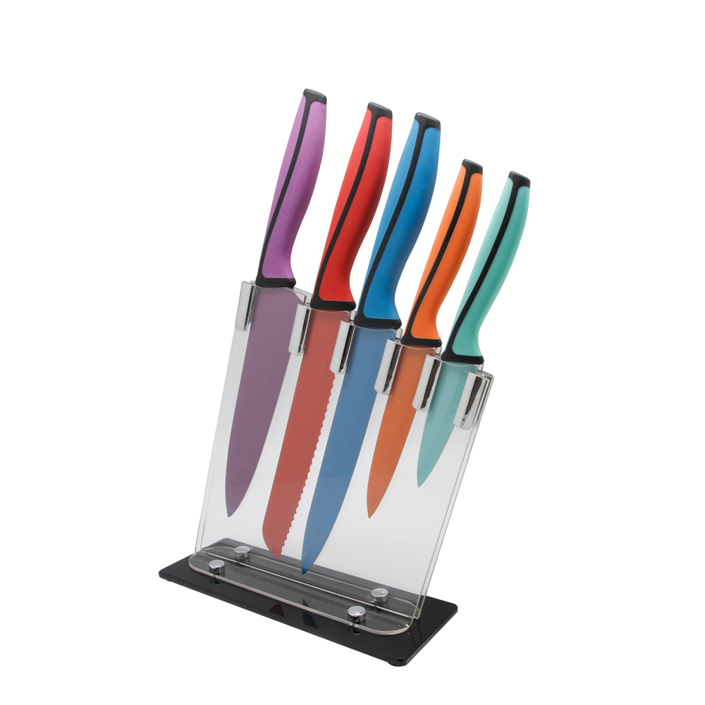 Coating knife blade set with acrylic block