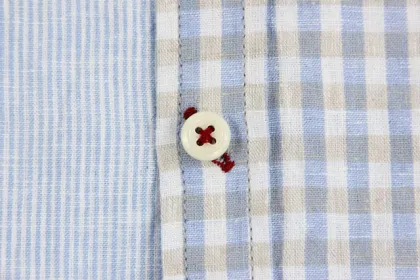 Checkered Striped Patchwork Short Sleeved Men Shirt