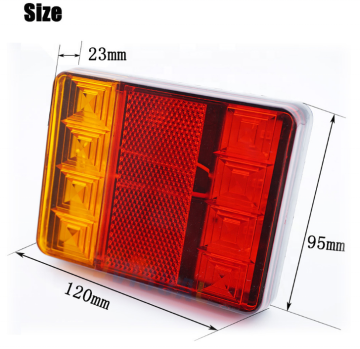 RV 12V LED Trailer Tail Lights - Red/White/Amber Integrated Turn Signal Running Lamp for ATV & Truck