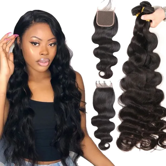 Brazilian Raw Virgin Hair Vendors Free Sample Bundles With Closure 100% Unprocessed Human Hair Extensions Cuticle Aligned Hair