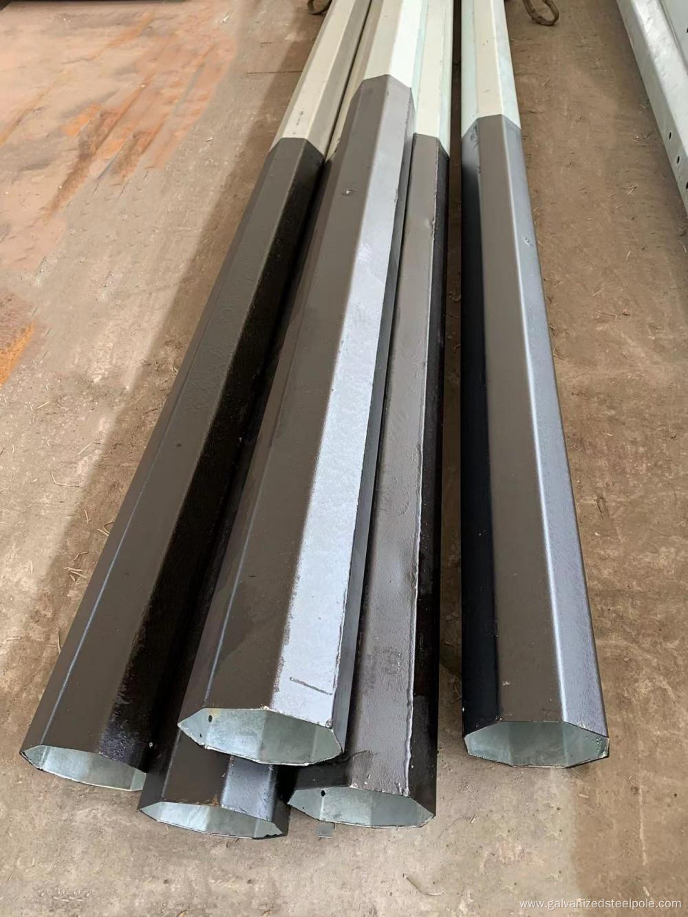 Octagonal galvanized steel pole for low-voltage line