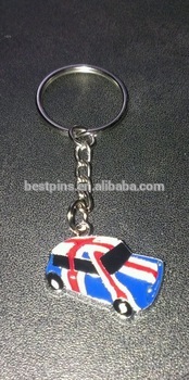 die struck metal british union jace mini car keychain