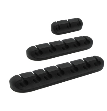 3Pcs Silicone Black Flexible USB Cable Clips - Adjustable Office Cable Organizer