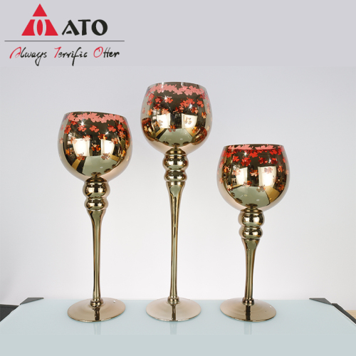Ato Red Leaf Printed Candlestick Home Decor