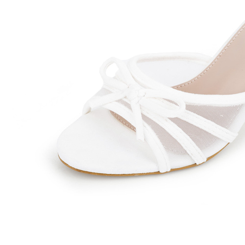 Sheer Mesh Bow Low Heel Sandals
