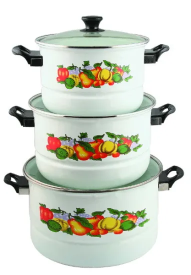 Housewares Kitchenware 3PCS Set Enamel Steamer Pot 26/30/34cm 9705D