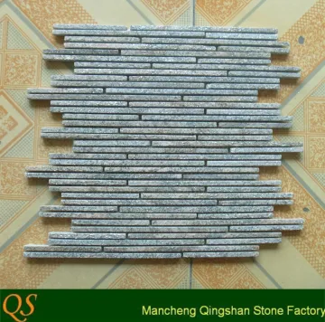 natural slate stone green crystal strip shaped mosaic tiles