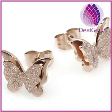 18k rose gold plated stainless steel butterfly earring