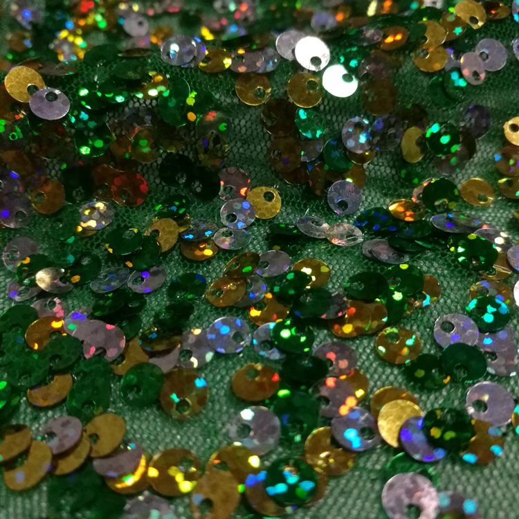 Tela de fondo de tul de malla de lentejuelas de holograma de 5 mm