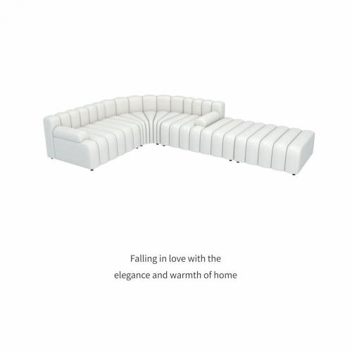 China curved sectional sofa white leather sofa Manufactory