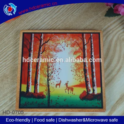 home furnishing ceramic cup mats with cork bottom,coasters printed beautiful picture