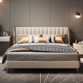 Upholstered Bed Frame with Metal Accents