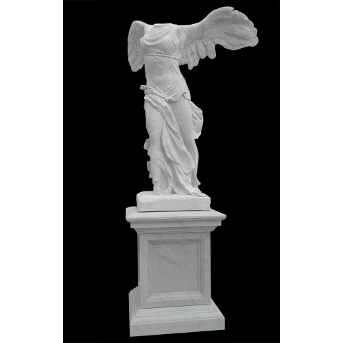 Classic Figure in Hand-Sculpted Marble Feathered Wings