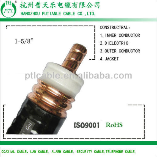 High quality PE jacket copper corrugated 1 5 8 coaxial cable