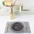 Wholesale Black Cloudy Colored Glass Dinnerware Plates Set