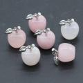 Handmade Craved 20MM Rose Quartz Apple Pendant Necklace