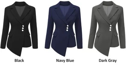 Fashion Three Button Irregular Women Blazer Suit