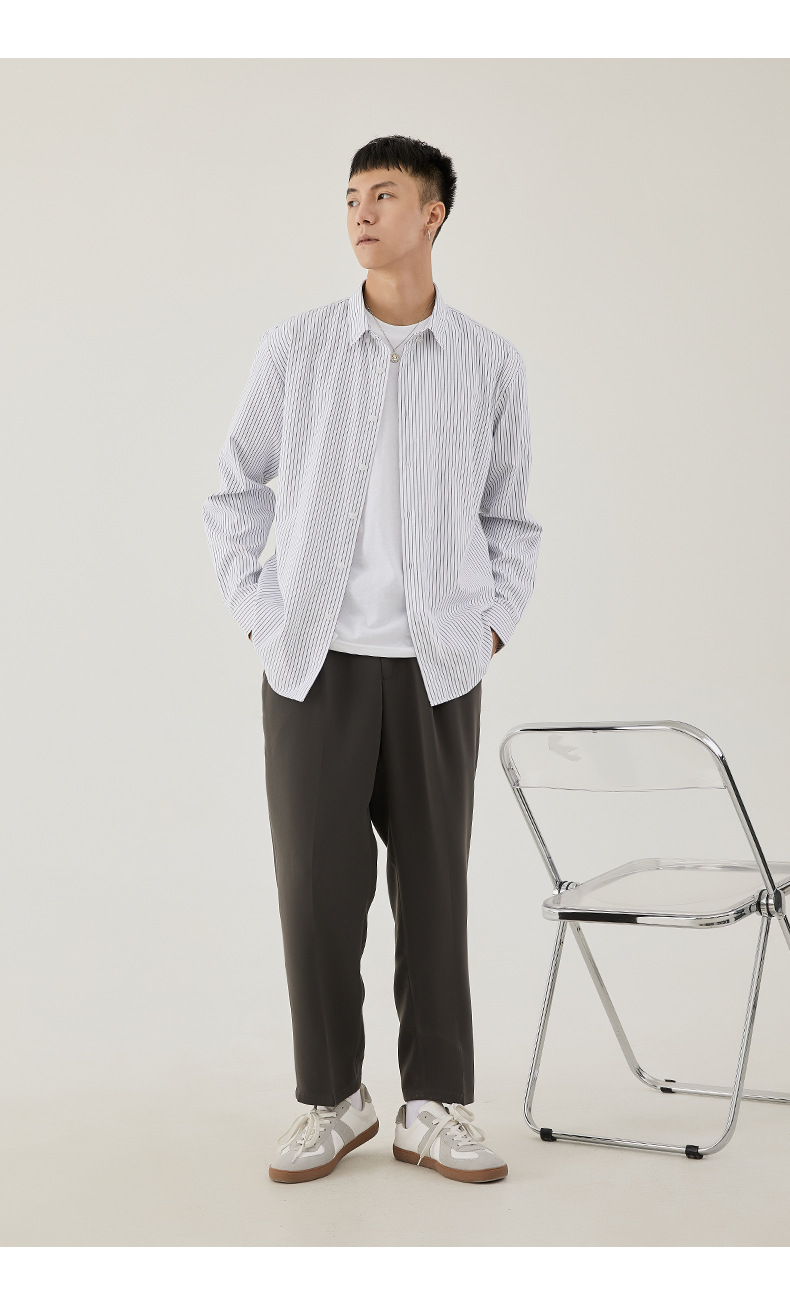 Chemise à rayures décontractée de la mode japonaise du printemps masculin