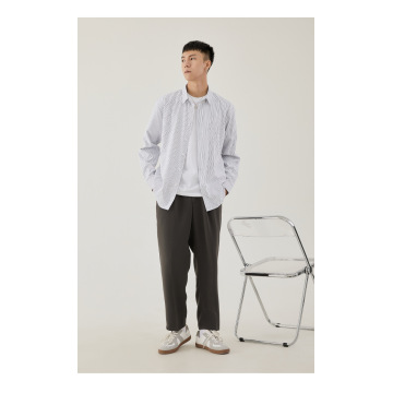 Camisa listrada casual da moda japonesa da primavera masculina