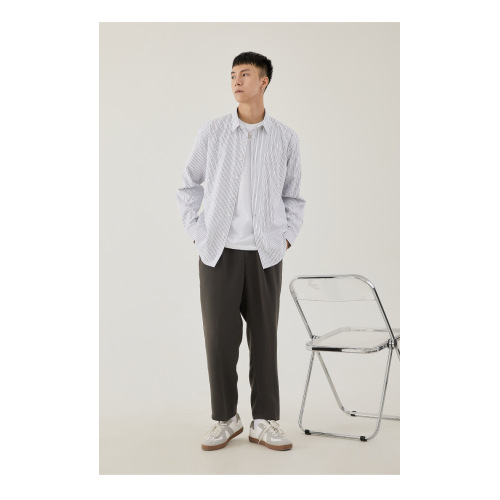 Chemise à rayures décontractée de la mode japonaise du printemps masculin