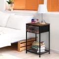 Bedroom Nightstand with Charging Ports Storage Shelf