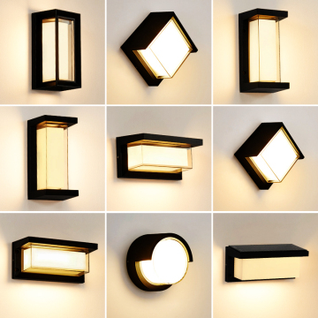 Led Aluminum Matt Black 100-240v Outdoor Waterproof Wall Light