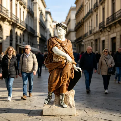 Authentic Augustus Statue in Toga Featuring Scroll