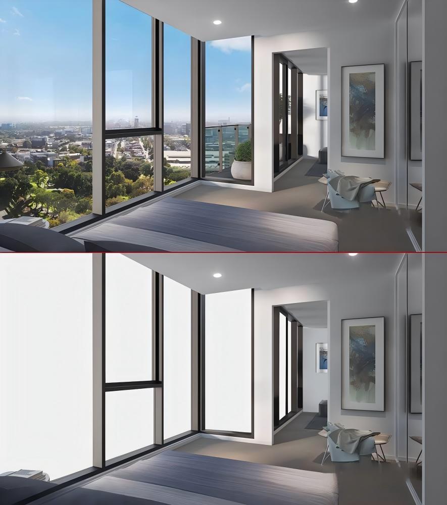 Privacy protection curtain wall glass