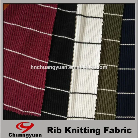 2016 new design stripe metallic rib 2x2 rib knit fabric