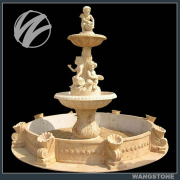 Outdoor Three Tiers Modern Stone Angel Water Fountain