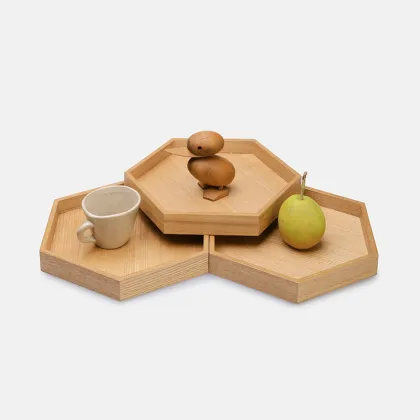 Irene Hexagon Wood Tray