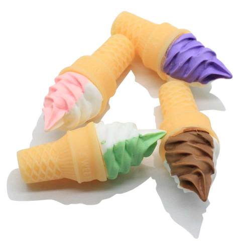 Wholesale Resin Ice Cream Miniature Two Sizes Simulation Food for DIY Key Chain Dollhouse Toys Gifts Jewelry Making