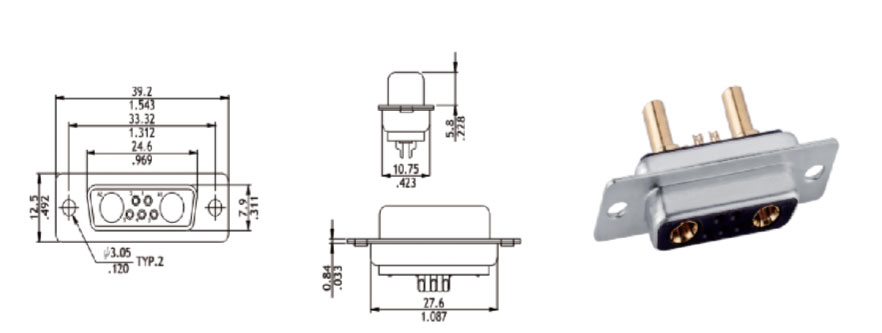 7W2 D-Sub Female Power Connector parameter