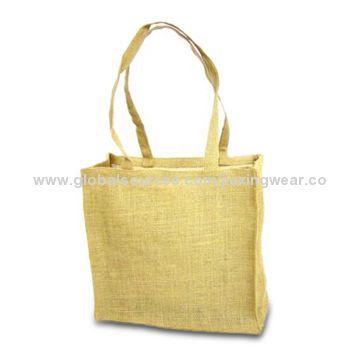 Natural Burlap Tote Jute Bag, Made of Jute and Cotton/Environment-friendly/Various Styles Available