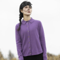 Women's blouse collar wool knit cardigan