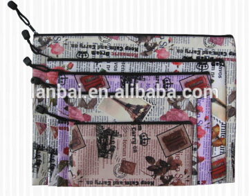 2015 hot sale stationery bag zipper bag pick rose leather zipper bag