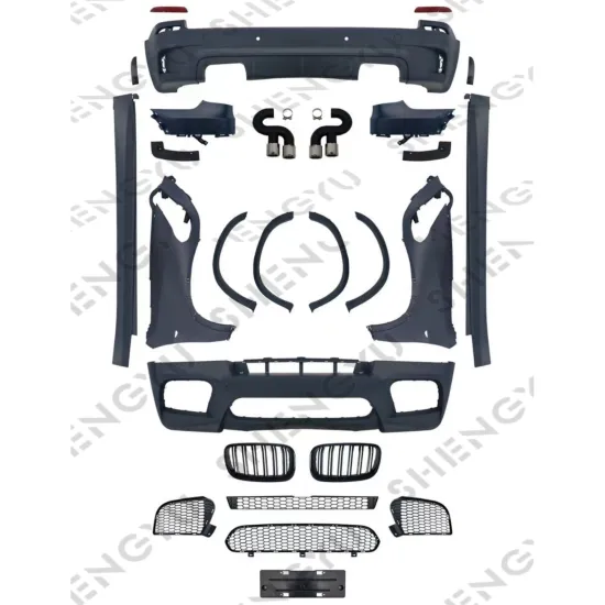 BMW X5 E70 08-10 Car Body Kit - Front Rear Bumper Assembly Grille Side Skirts Upgrade to X5M Model