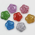 Modestil Großhandel 16mm Glitter Flat Back Kawaii Harzperlencabochons für Bastelbedarf Schmuck