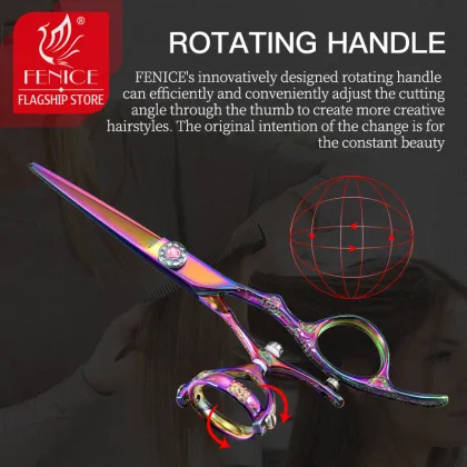 6 Inch Professional Hairdressing Rotary Handle Scissors